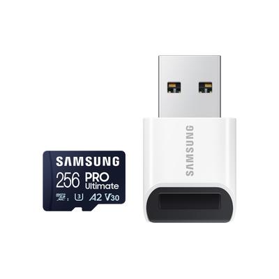 SAMSUNG Speicherkarte "Pro Ultimate MicroSD" Speicherkarten mit USB-Kartenleser Gr. 256 GB, blau