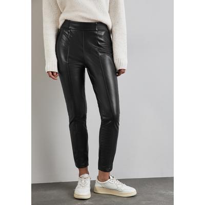 Lederhose STREET ONE, Damen, Gr. 44, Länge 28, schwarz, Stoff, 94% Polyester, 6% Elasthan, unifarben, casual, skinny fit lang, Hosen, High Waist Image