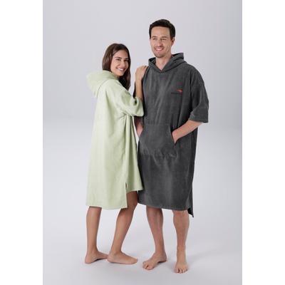 Badeponcho KANGAROOS "Summer, ideal für Sauna, Spa & im Urlaub, Damen & Herren" Gr. L, grau (anthrazit), L/XL, Baumwolle, Hausmäntel, Surfponcho, mit Bauchtasche, 100% Baumwolle, Frottee Image