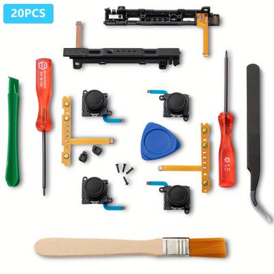 TEMU 20 In 1 Repair Kit For Joycon With 3d Left Right Analog Joysticks, Buckle Lock, Switch Rail Replacement And Repair Tools For Switch