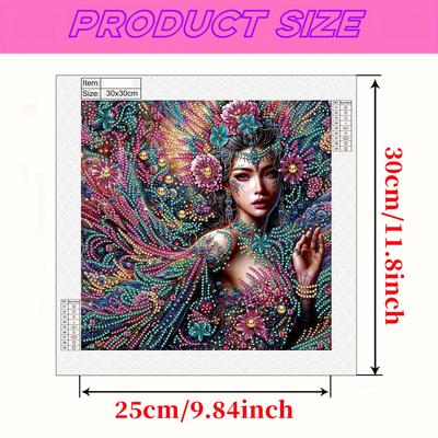 TEMU Elegant Women Series 5d Diy Diamond Painting Kit For Beginners - Creative Irregular Shaped Crystal Art, Perfect For Living Room, Bedroom, Study Decor - Frameless 11.8x11.8 Inches