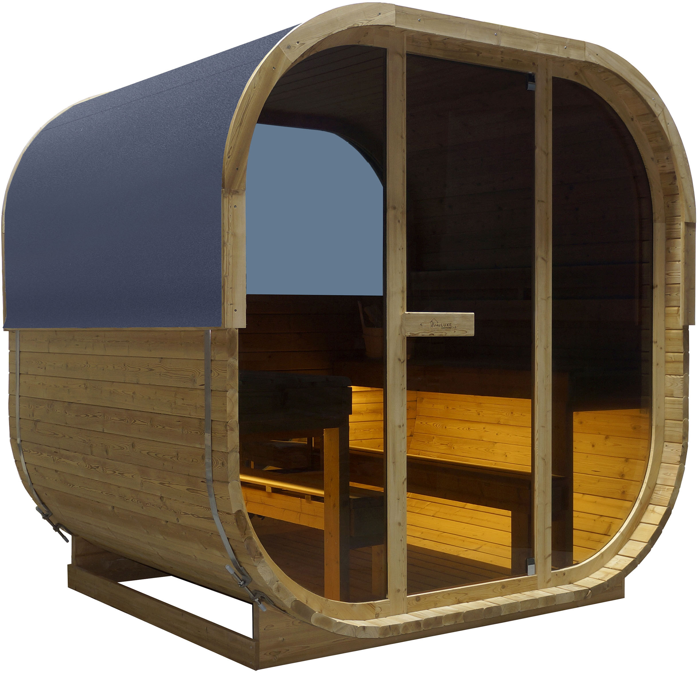Sauna SANOTECHNIK "»HANKO« Außensauna", braun (holz), Saunaofen, 8 kW, Saunen, geeignet für 6 Personen, Fichtenholz Image
