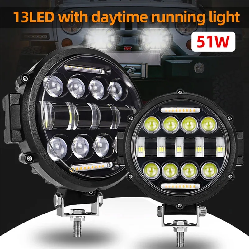 7 zoll Auto LED Arbeit Licht Bar Fahren Lampe für Jeep Offroad Boot Traktor Lkw 4x4 SUV ATV scheinwerfer led nebel Licht Scheinwerfer Image