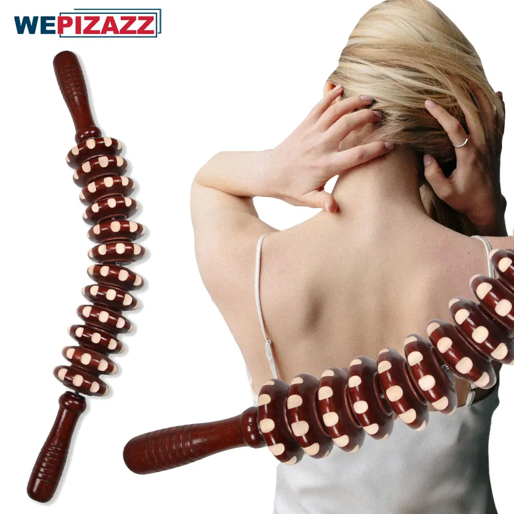 Holzbiegung Taille Oberschenkel Massage gerät Muskel Roller Stick für Lymph drainage, Anti-Cellulite-Körperform ung, tiefes Gewebe Image