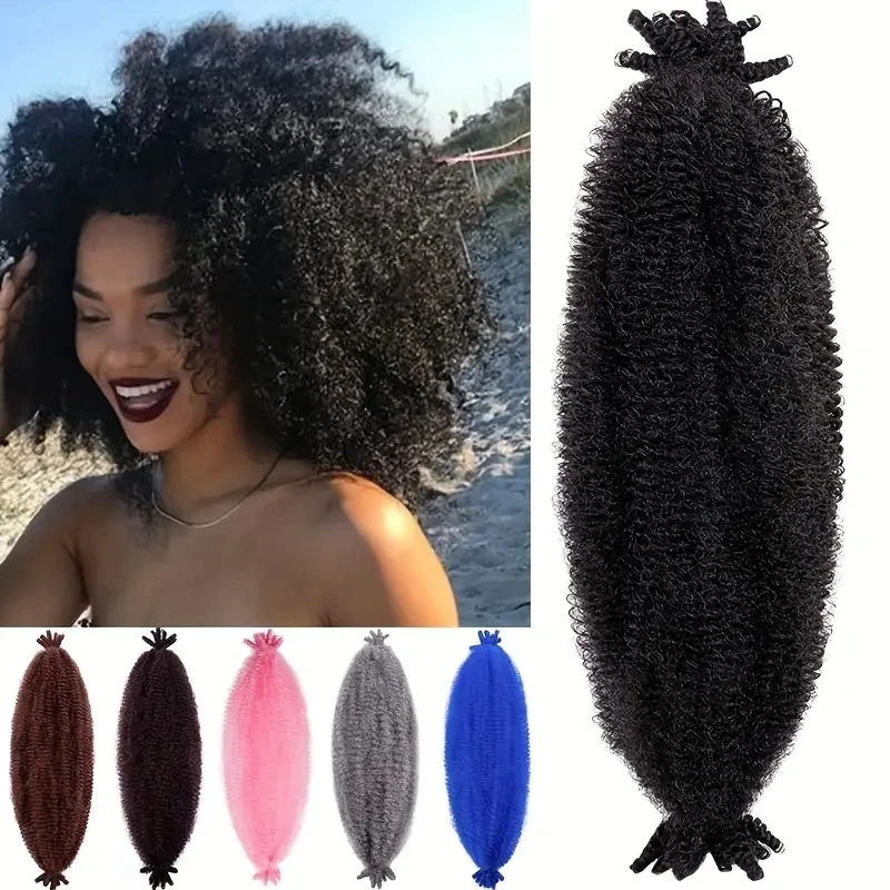 Snoilite synthetisches, federndes Afro-Twist-Haar, vorgetrennte Afro-Kinky-Twist-Haarverlängerungen für Faux Locs, Marley-Zöpfe, 40,6 cm Image