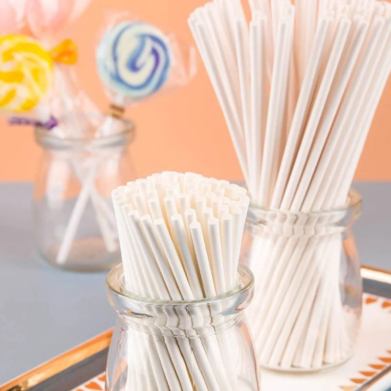 100 Stück 10cm langer Lutschers tift für Lutscher Schokoladen zucker Stick Stange Griff Stab Kuchen Teig Werkzeug Backen Kind Kunststoff Lebensmittel Bar Image