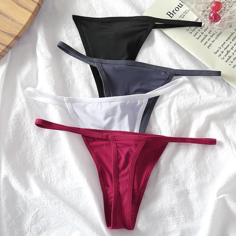 3 teile/satz sexy niedrige Riemen Frauen Bikini Höschen T-Back Unterhose M-XL weibliche G-String Höschen Damen Tanga Dessous Image