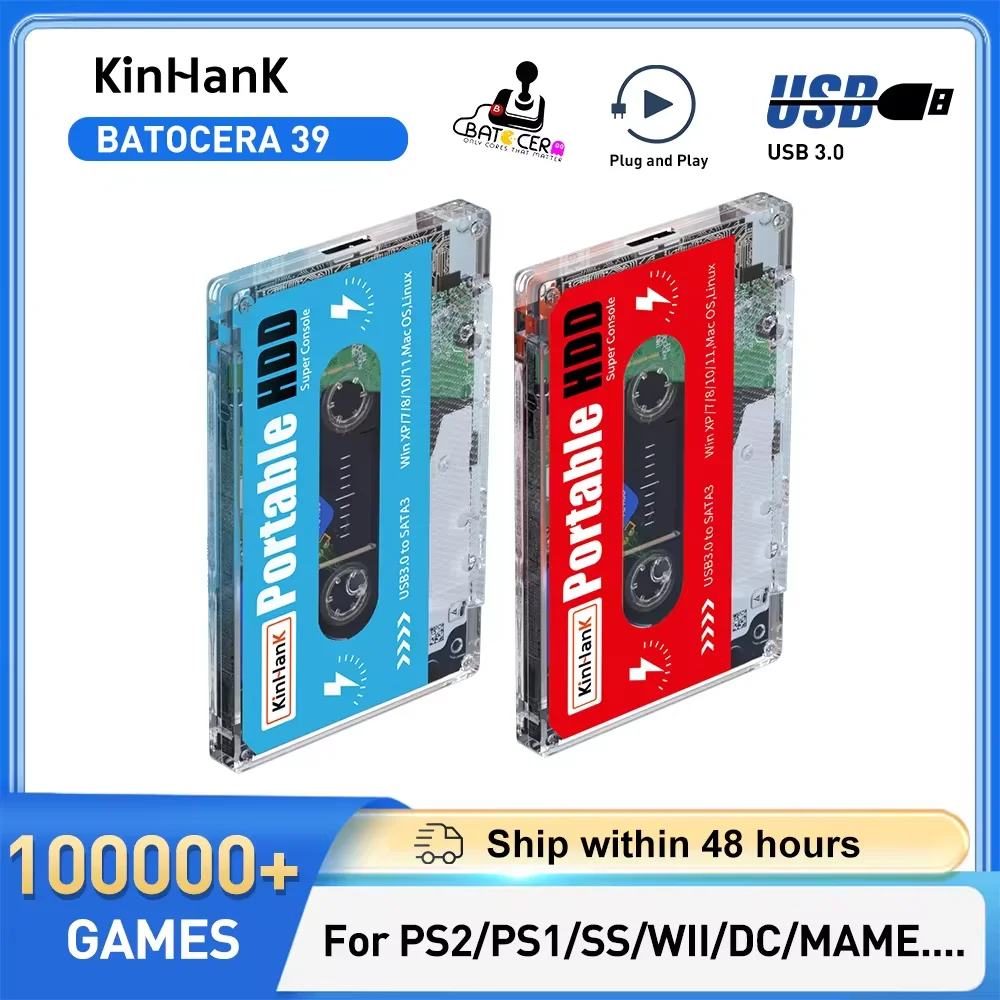 KINHANK Super Console X Gaming HDD Batocera 35 100000 Retro-Spiele für PS3/PS2/WII/WIIU/SS/DC/MAME Retro-Spielekonsole für PC Image