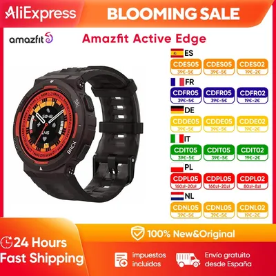 Amazfit Active Edge 46 mm Smartwatch für den Außenbereich, GPS, Sport, Laufen, wasserdicht, Herzfrequenz-Blutsauerstoffmonitor für Männer und Frauen Image