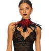 Halloween Performance Party Rollenspiel Hals Ornament rote Feder schwarze Spitze Anhänger Halskette Gothic Schal