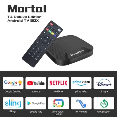 Android14.0 Mortal T4 HDR10+ Smart TV Box Dual Wifi2.4G&5.8G Streaming Media Player 4K CPU