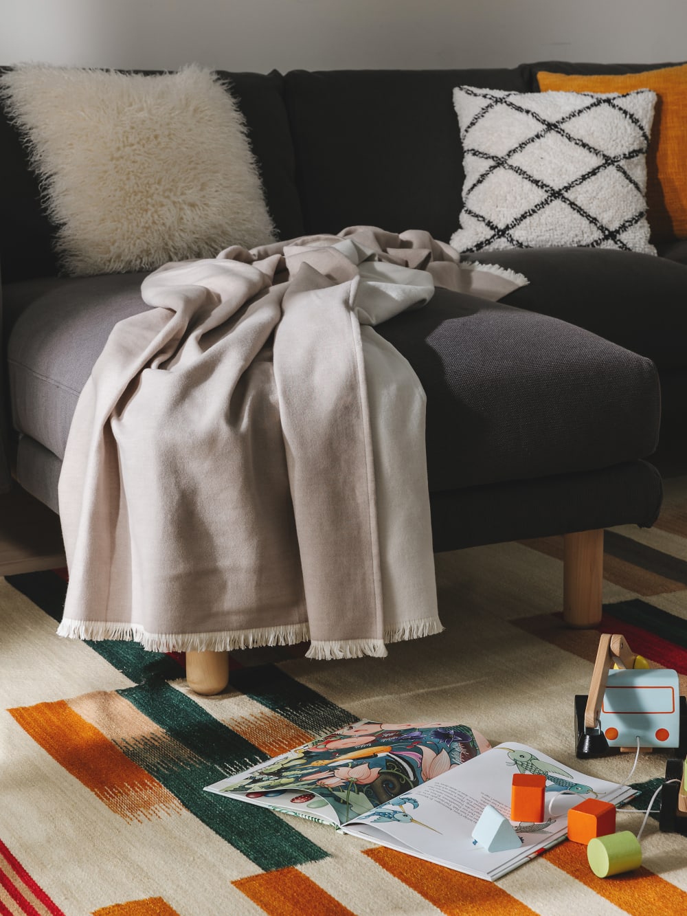 Plaid in cotone tortora 130x170