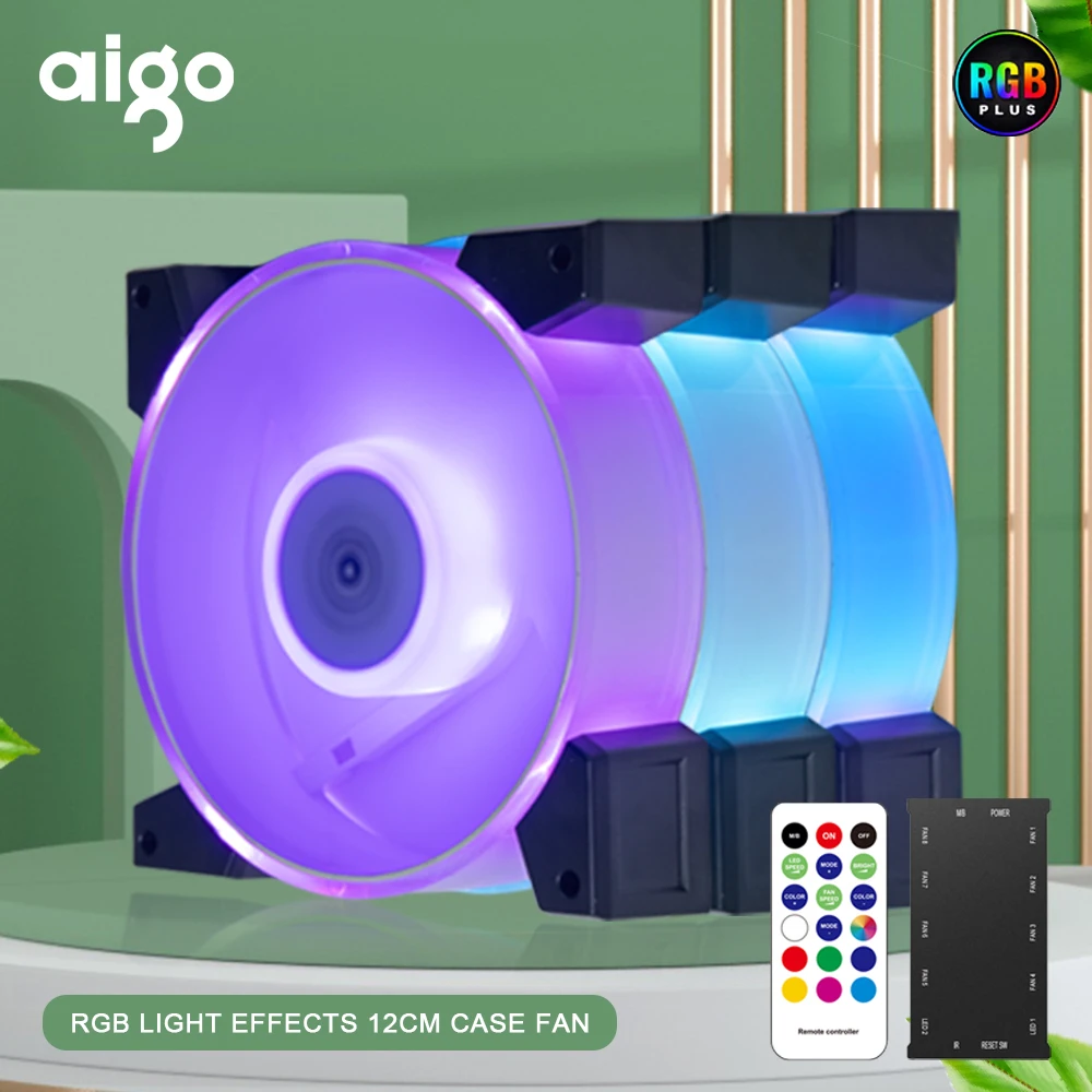 Aigo MG 120mm Gehäuselüfter RGB Kühlkörper PC Gamer 4pin12v Aura Sync 12v Ventilateur Kühler ARGB Controller Kit Lüfter Kühlung Ventilador Image