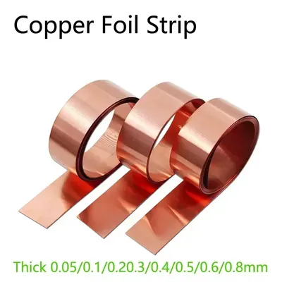 1M T2 Copper Foil Strip Thin Thick 0.05/0.1/0.2/0.3/0.4/0.5/0.6/0.8mm Red Copper Plate Sheet Narrow