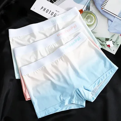 3 Teile/paket Sexy Frauen Super Dünne Dessous Gradienten Glatte Eis Seide Unterwäsche Hohe Image