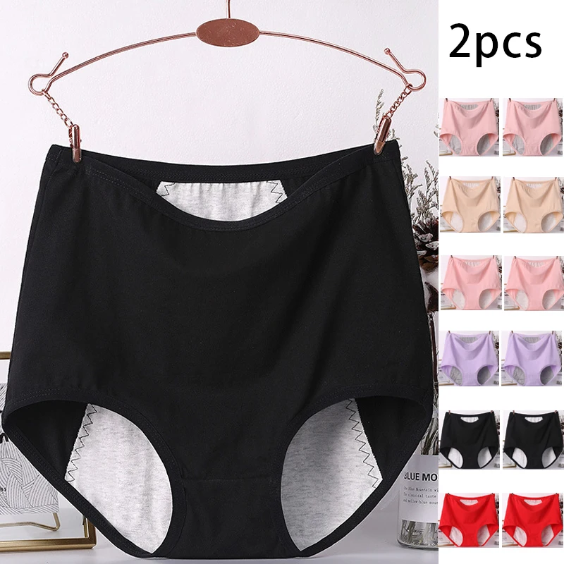 2 stücke Mädchen Menstruations Höschen frauen Physiologischen Slips Damen Zeitraum Auslaufsicher Panty Hohe Taille Baumwolle Unterwäsche Image