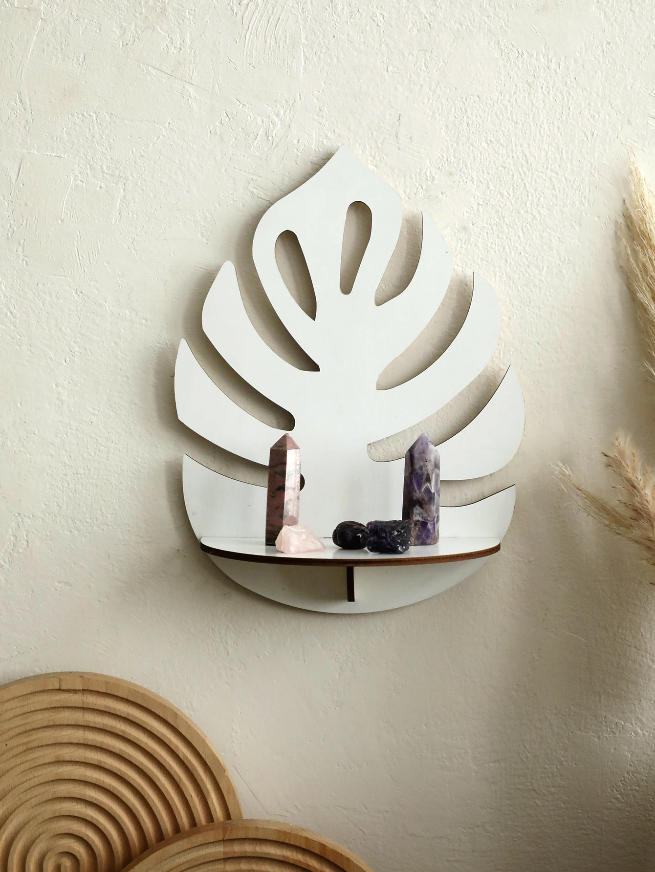 Weißes Blatt schwimmende Wandre gal Anzeige Holz pflanze Blumentopf Tablett Lager regal Haupt dekoration für Mädchen Zimmer Wand dekor Geschenk Image