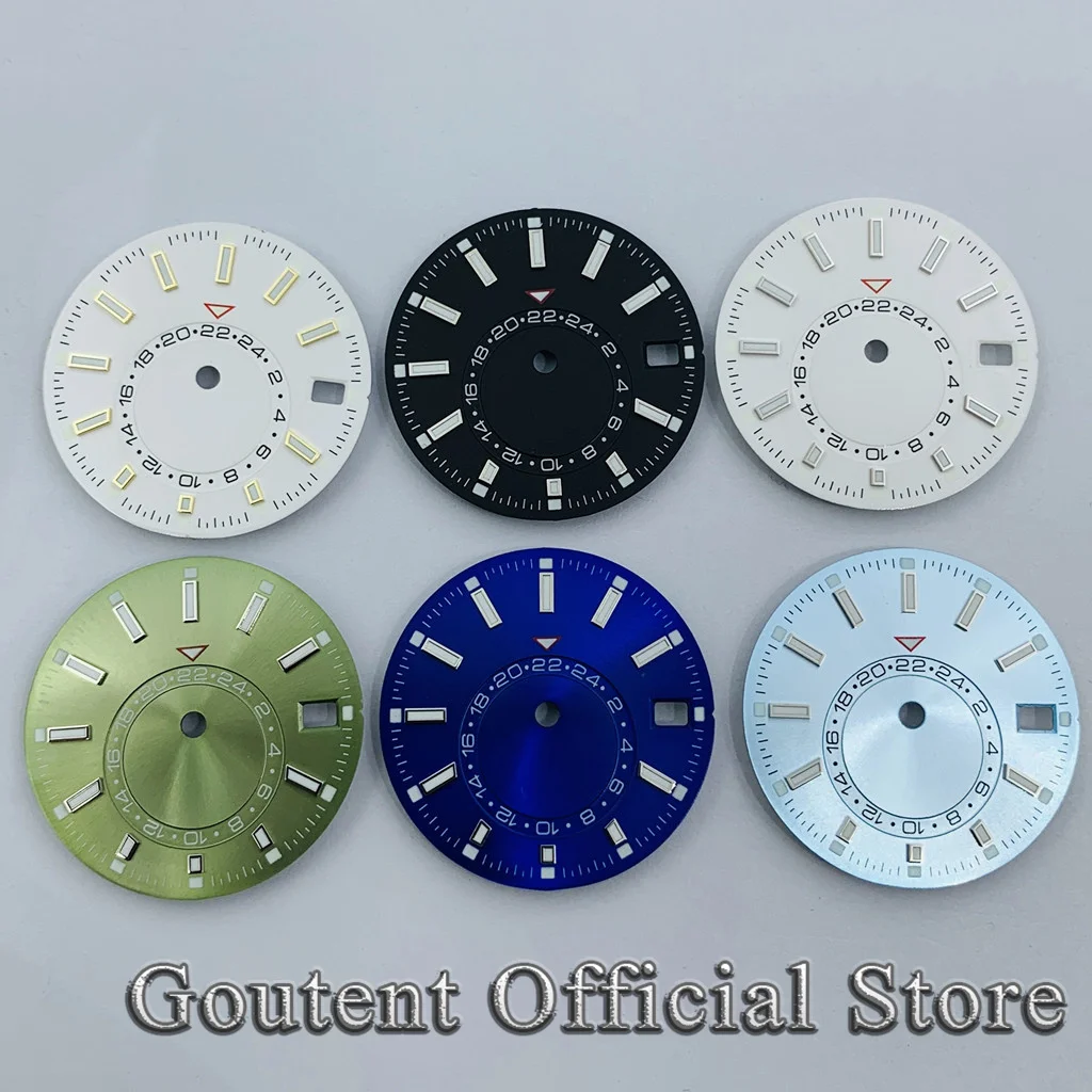 Goutent 28,5 mm grün leuchtendes steriles Zifferblatt, passend für NH34 NH35 Automatikwerk, passend für 3-Uhr-Krone, 3,8-Uhr-Krone Image