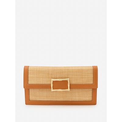 J.McLaughlin Women's Marley Grasscloth Clutch Natural | Leather