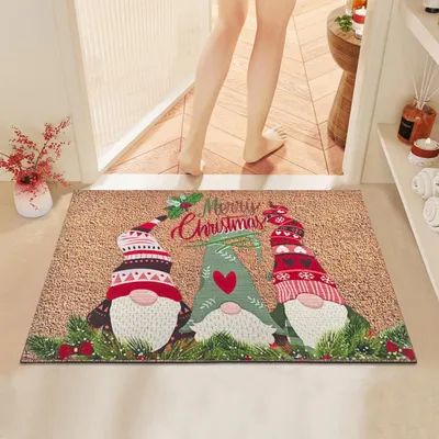 Christmas Welcome Gnome Doormat Front Porch Rugs Welcome Mat Christmas Gnome Door Mat Indoor Outdoor Doormats Entrance Carpet