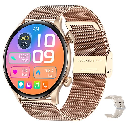 iMosi ZW63 Smartwatch 1.39 Zoll Smartwatch Fitnessuhr Bluetooth Temperaturüberwachung Schrittzähler Anruferinnerung Kompatibel mit Android iOS Damen Herren Freisprechanlage Mediensteuerung Image