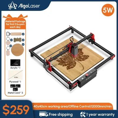 AlgoLaser DIY Kit 5W Wireless Laser Engraver 130W Leather Wood Acrylic Cutting Machine Router WIFI