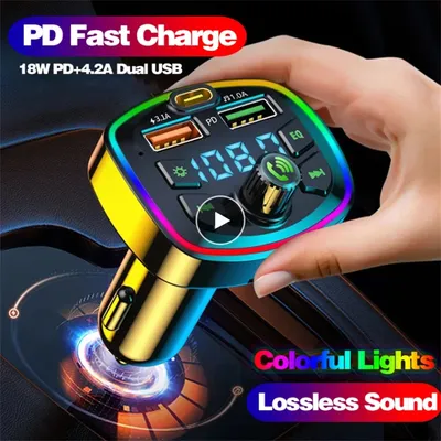 Q7 Bluetooth Car Charger Car FM Transmitter Bluetooth Hands Free Mp3 True 3.1A Dual USB Port PD