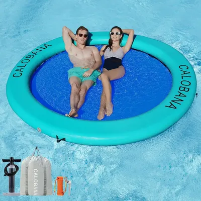 Round Floating Ring Inflatable Water Hammock Heavy Duty River Floats Lake Raft for Adults Tanning