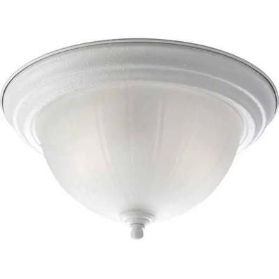 Progress Lighting 147267 - 2 Light White Etched Ribbed Glass Ceiling Light Fixture (TWO-LIGHT 13-1/4" WHITE FLUSH MOUNT CEILING LIGHT (P3817-30))