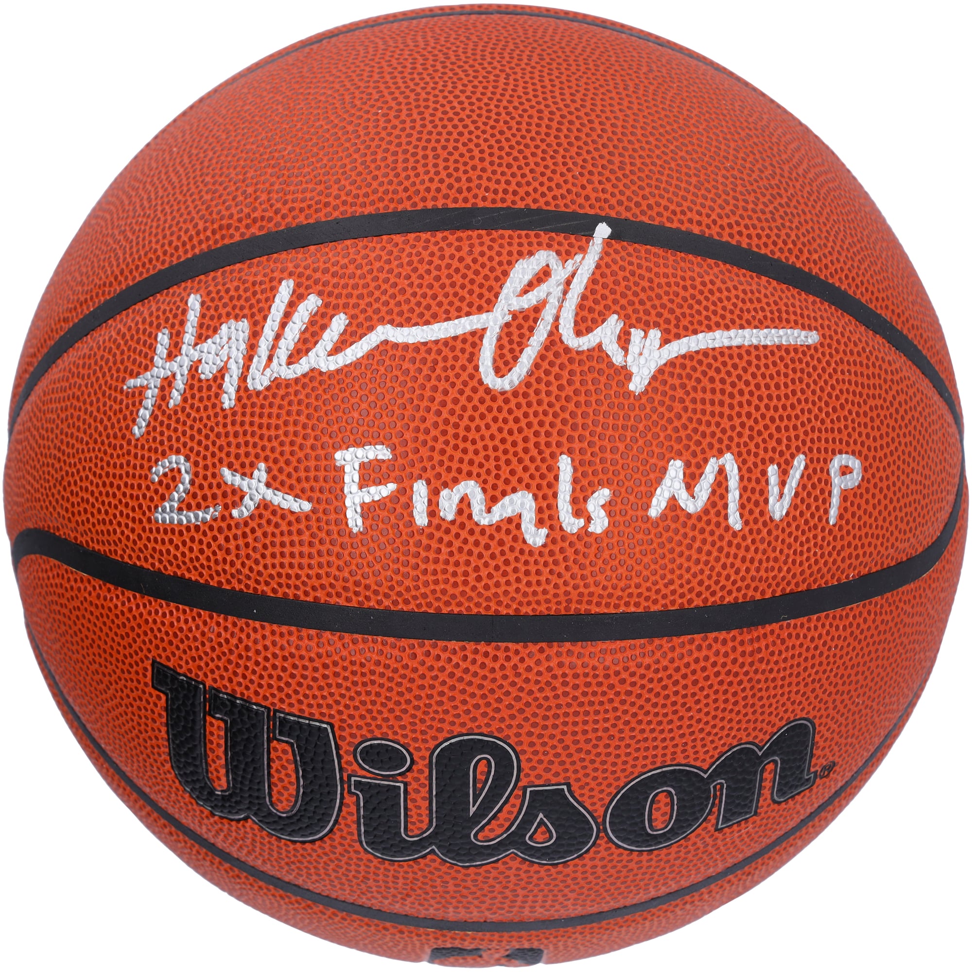 Ballon de basket d'intérieur/extérieur Wilson Authentic Series autographié par Hakeem Olajuwon des Houston Rockets avec inscription « 2x - No Gender Taille: No Size