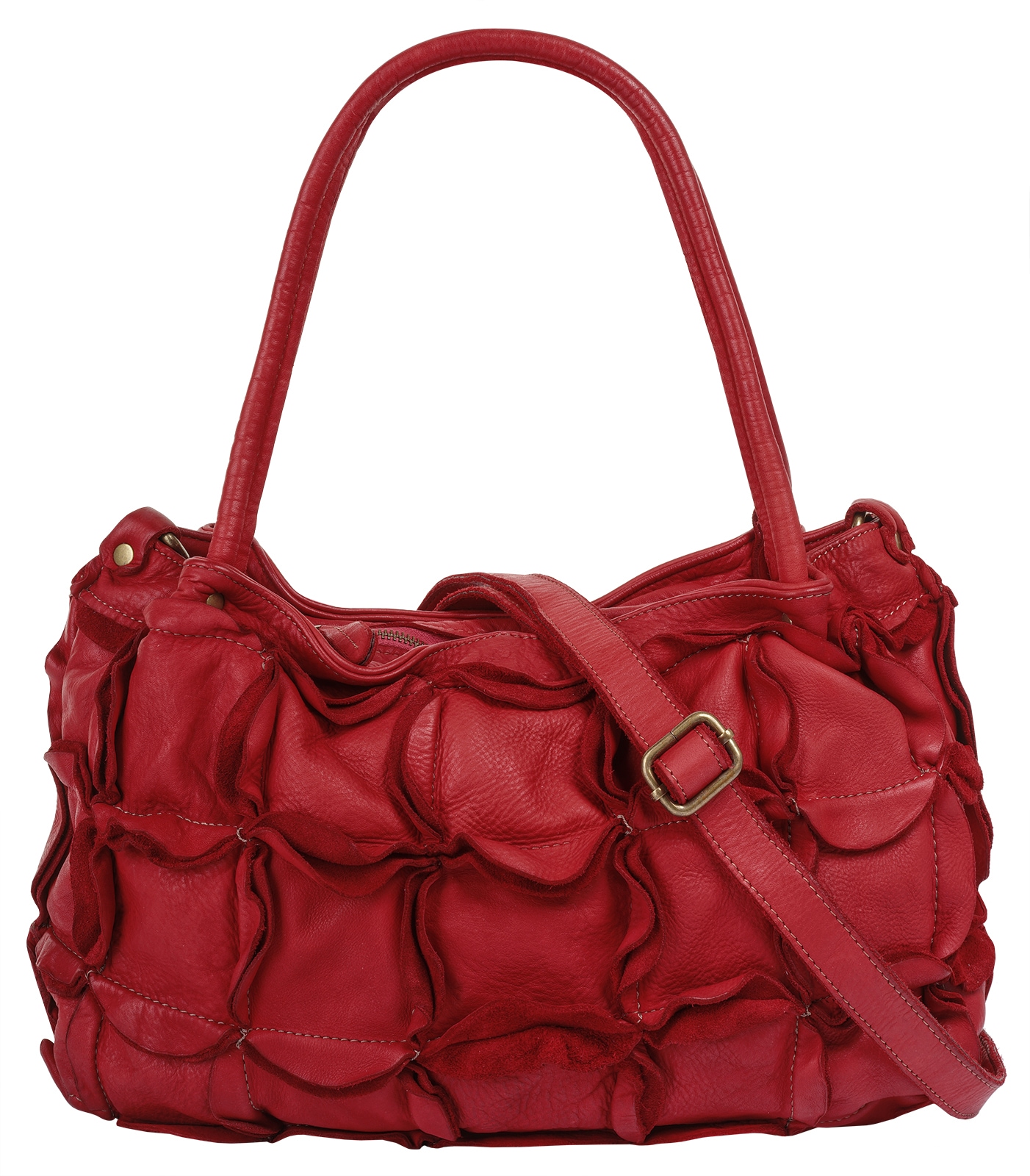 Shopper SAMANTHA LOOK, Damen, Gr. B/H/T: 37cm x 25cm x 14cm onesize, rot, Leder, vintage, Taschen Shopper, echt Leder, Made in Italy