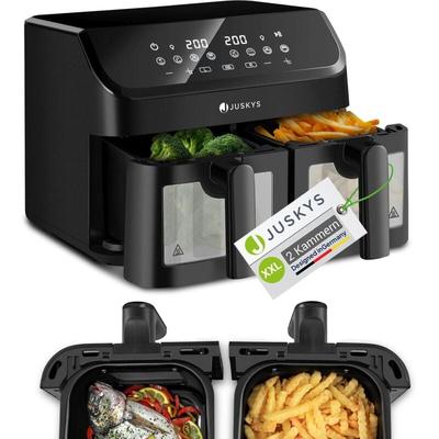 Juskys Heißluftfritteuse 9 L - 2 Kammern, Fritteuse, Doppelkammer, 9 Programme,