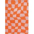 Tappeto vintage a scacchiera anni 70 Arancione 120x160