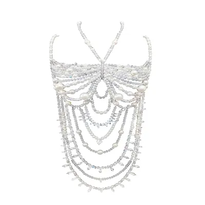 Sexy women's clothing artificial pearl handmade beaded hollow multi-layered bra body accessories