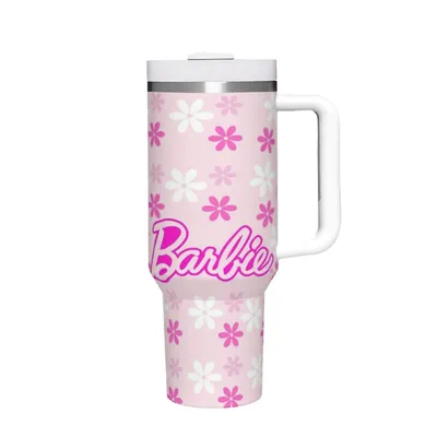 Barbie Hot Pink Barbie Hot Pink 40 oz Tumbler with Handle and Straw Lid Stainless Steel Insulated