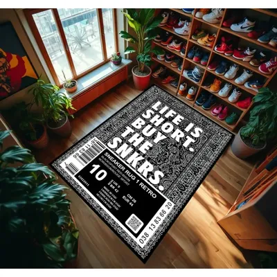 Classic Shoebox Rug Hypebeast Rug Sneakerhead Rug for Living Room Rug Washable Rug Gift for Him