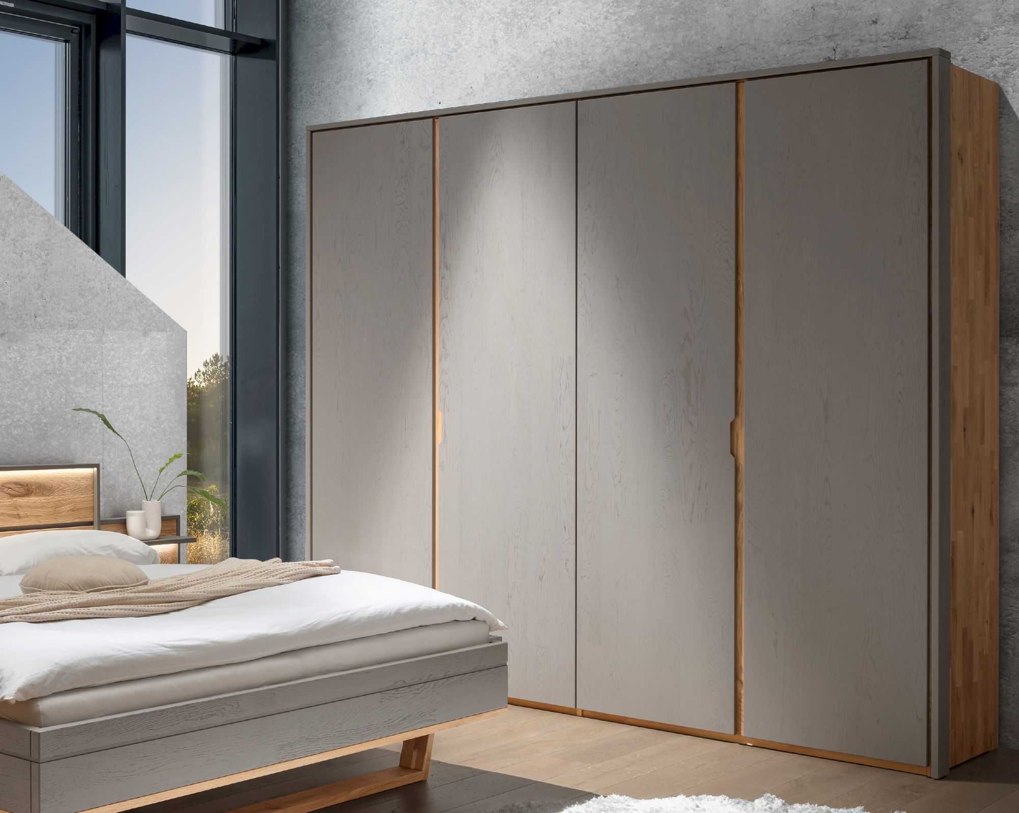 Forestales »Alabama« Wildeiche Kleiderschrank Grau 3-türig