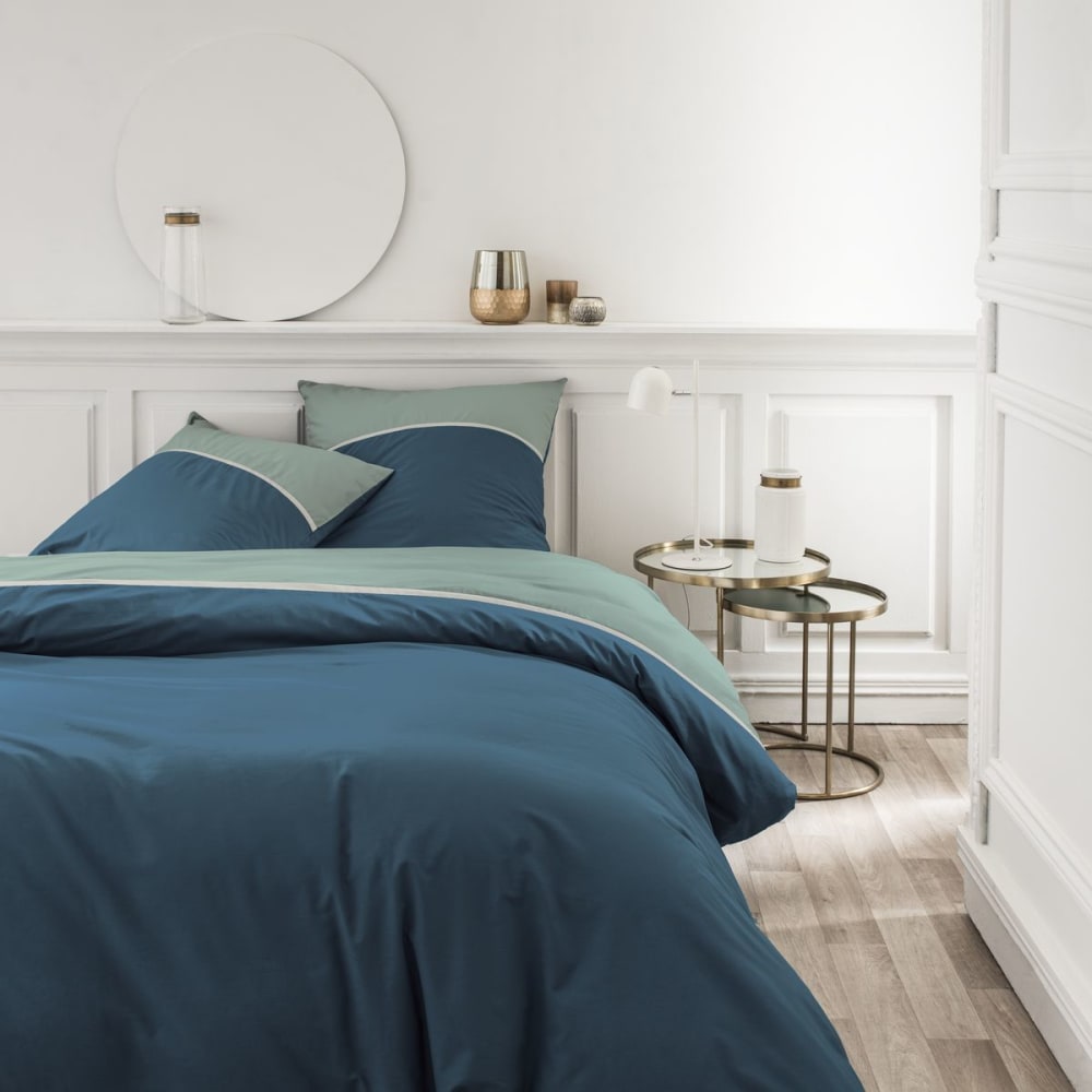 Parure de lit 2 personnes coton 260x240cm Vert