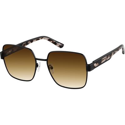 Zenni Women's Oval Sunglasses Black/amber Mixed Full Rim Frame