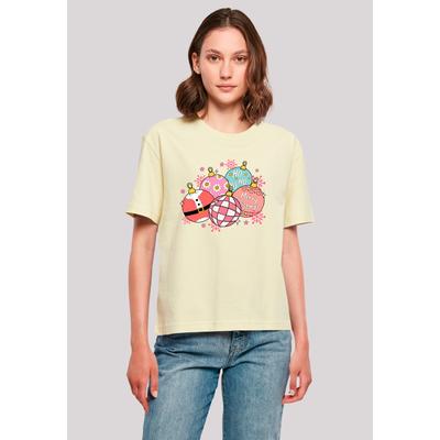 T-Shirt F4NT4STIC "Pink Cute Weihnachten Tree Balls", Damen, Gr. XXL, gelb (softgelb), Obermaterial: 100% Baumwolle, casual, oversize, Rundhals, Kurzarm ohne Bündchen, Shirts, Premium Qualität, Weihnachts-Kollection Image
