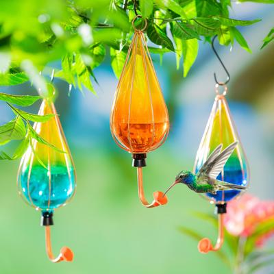 Ombre Art Glass Hummingbird Feeder (Set of 3)