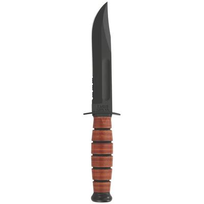 KA-BAR Short Fighting/Utility Serrated Knife w/ Sheath - Brown - One Size Fits Most