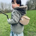 Ins zaino piccolo cestino per bici in vimini cestino per bici da bicicletta per bambini cestino portaoggetti intrecciato a mano
