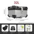 32L universale moto tronco alluminio casco scatola coda posteriore portautensili posteriore valigie portautensili serratura impermeabile Anti-collisione