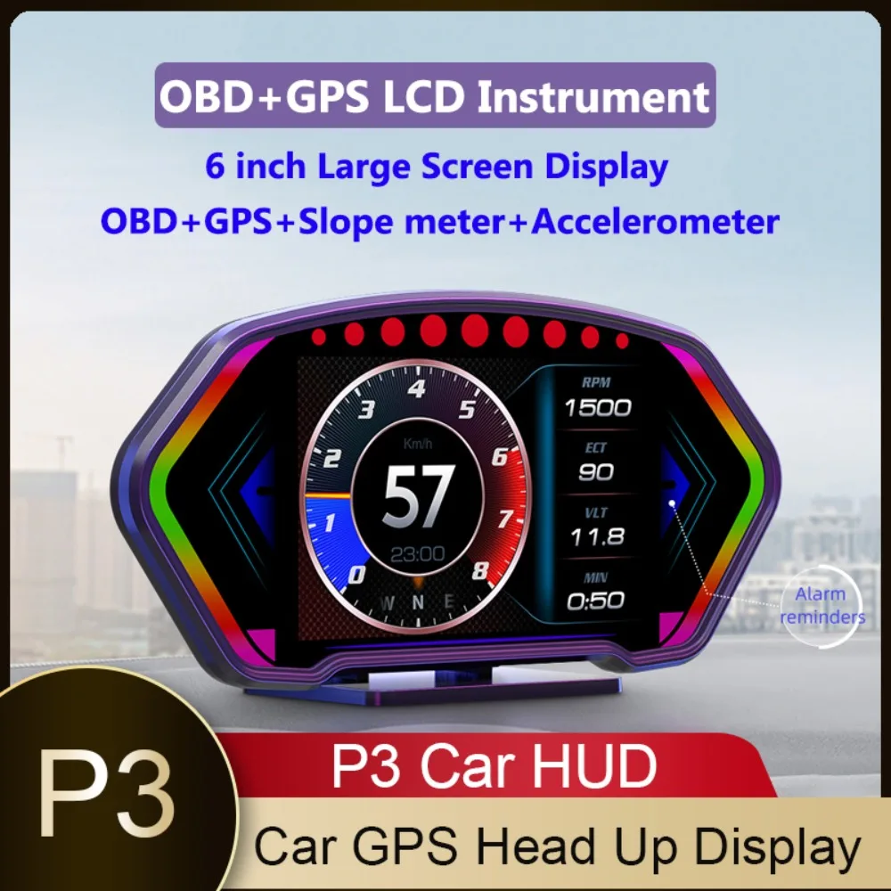 P3 Head Up Display OBD GPS Digital HUD tachimetro per Auto misuratore di pendenza allarme di velocità indicatore intelligente temperatura dell'acqua contachilometri automatico contagiri