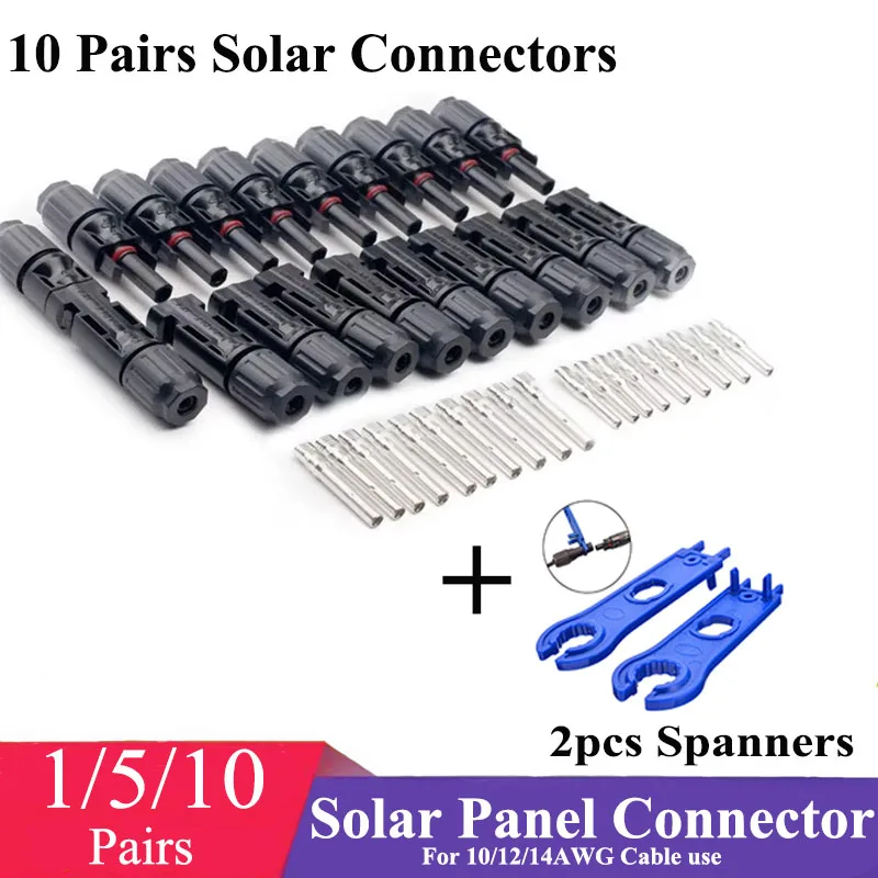 1/5/10 paia di connettori solari connettori per pannelli solari fotovoltaici maschio e femmina 1000 V 30 A per cavo solare 14/12/10 AWG uso del sistema solare