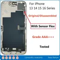 Schermo ufficiale smontato originale con sensore flessibile per iPhone 13mini 14Plus 15 16Pro Max, gruppo display LCD, diagnosi A+