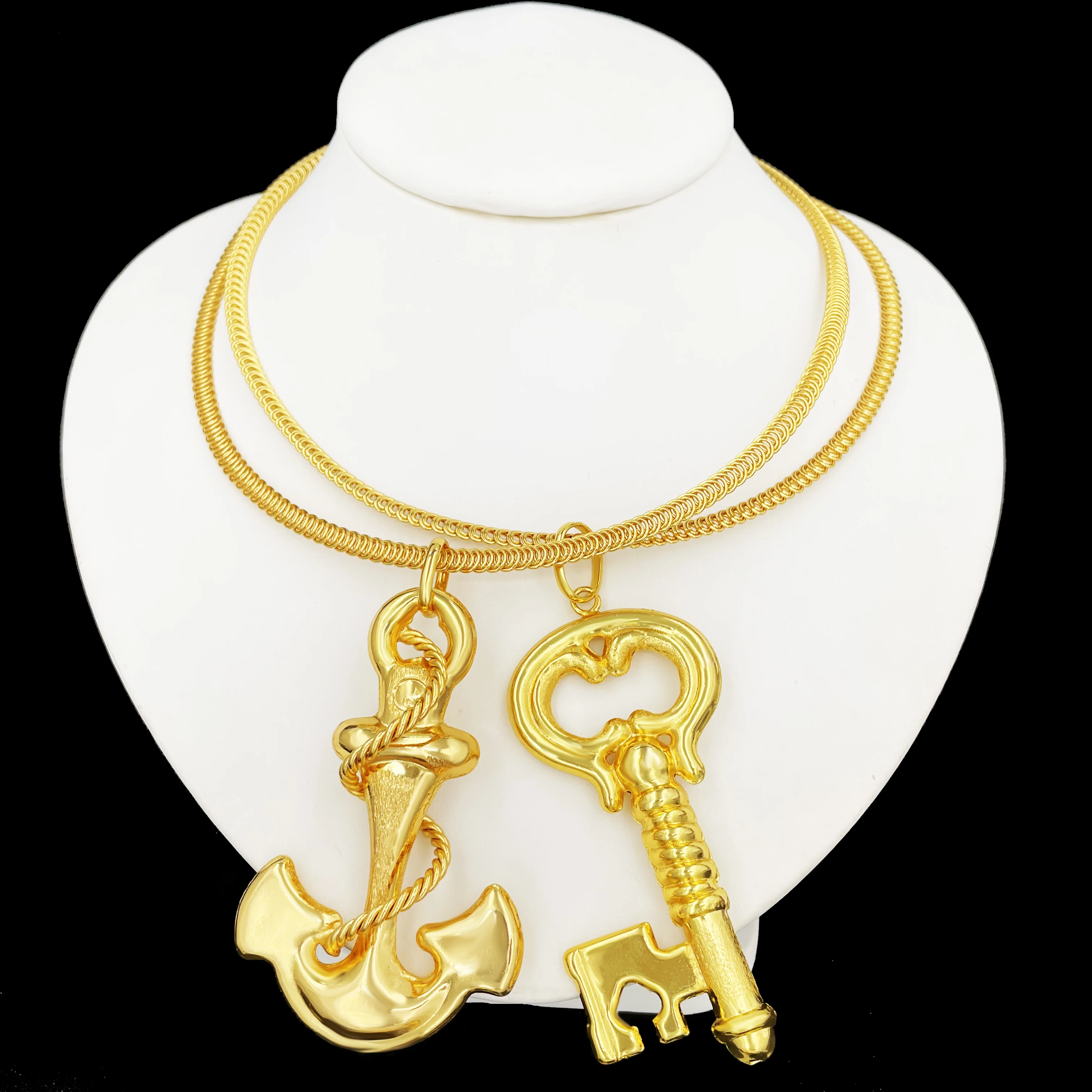 Collana con ciondolo a forma di ancora vintage e collana con ciondolo a forma di chiave Moda gioielli placcati in oro 18 carati Regalo di tendenza per la festa nuziale
