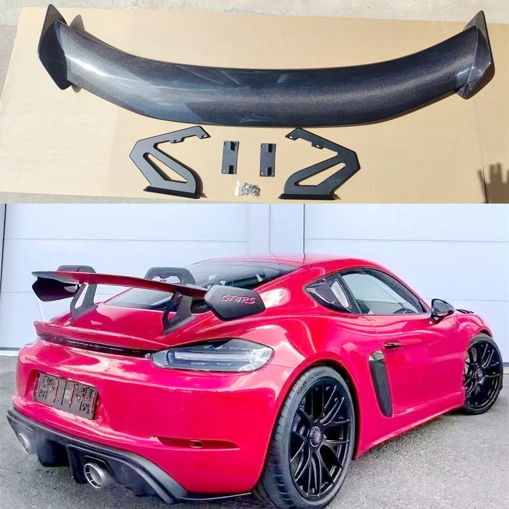 In fibra di carbonio posteriore tronco Boot coda Spoiler doppio ponte ala labbro per Porsche Cayman 718 987 997 998 981 911 Boxster GT4
