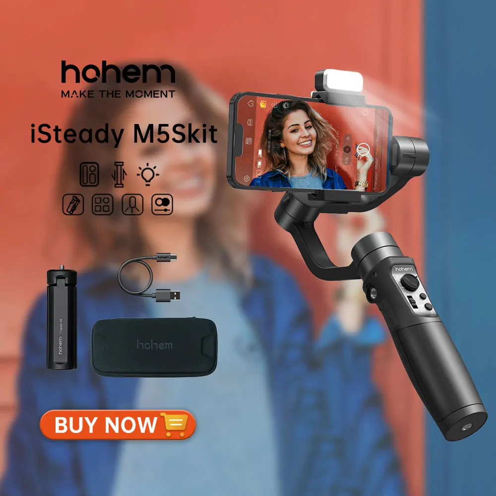 Hohem iSteady Mobile Plus 2024 Stabilizzatore per smartphone con giunto cardanico portatile a 3 assi Registrazione video per iPhone 15 Pro Xiaomi Huawei